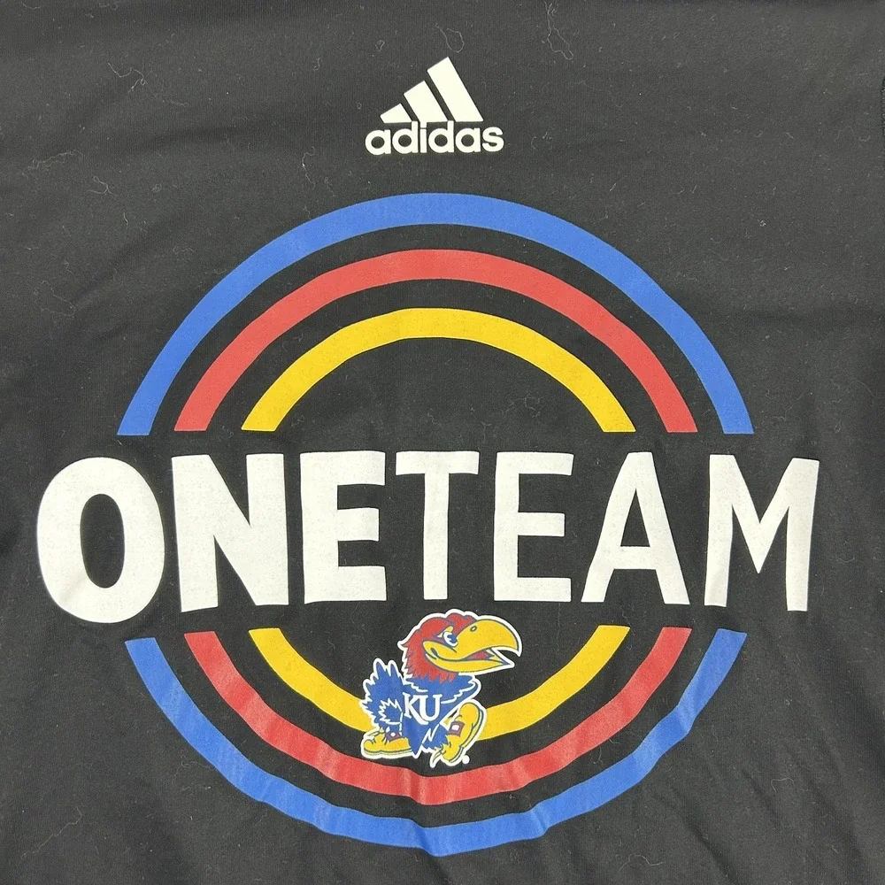 Kansas Jayhawks Shirt Adidas OneTeam BetterTogether Black Short Sleeve Men Small